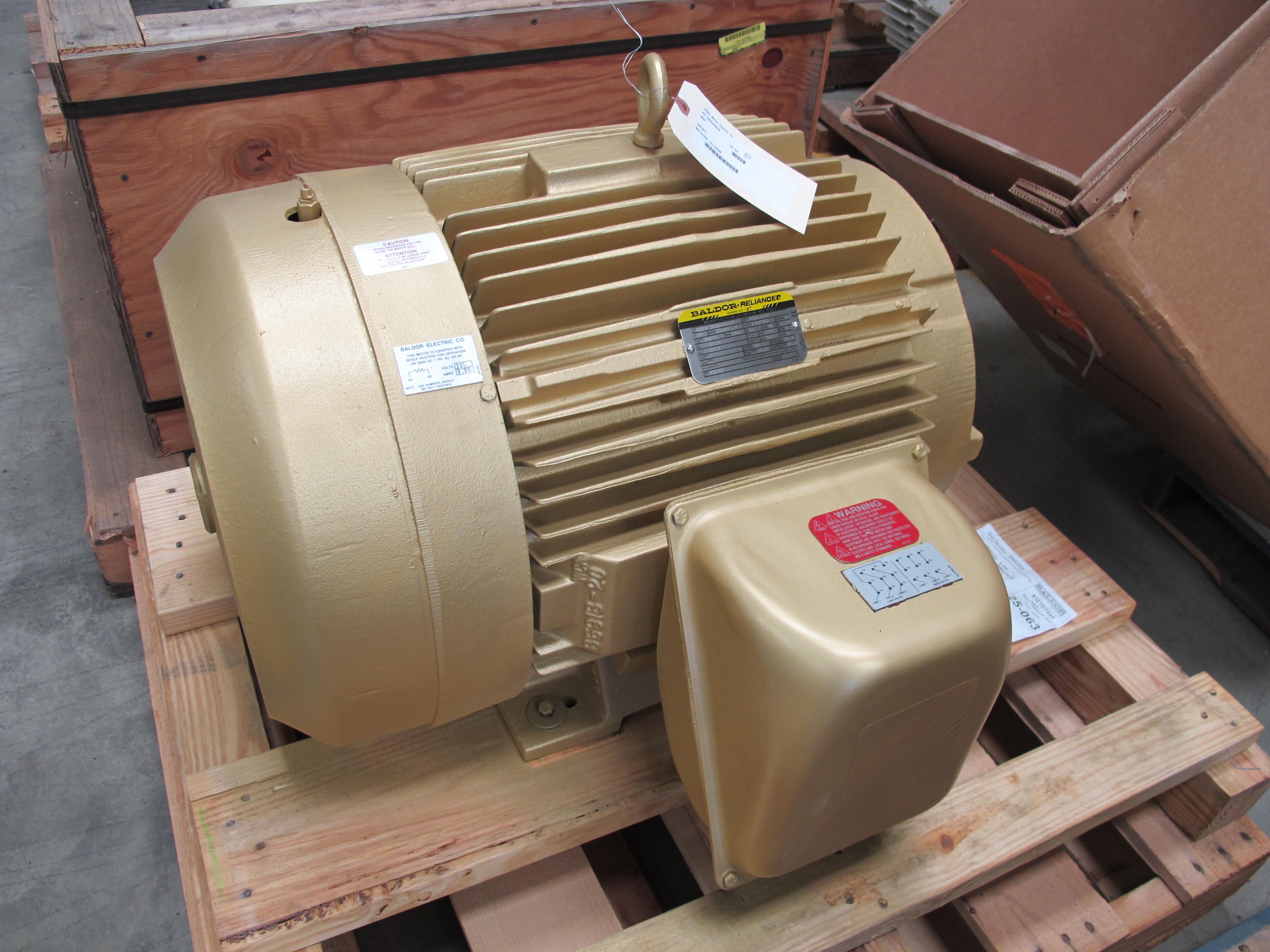 MOTOR, ELECTRIC TYPE, 75 HORSEPOWER, 460 ELEC RATING, 1775 RPM, 365TS FRAME, 86 AMPS, TEFC ENCLOSURE, CONT DUTY, 1.15 SERVICE FACTOR. WITH M21A-MOD, 120W, 120V SPACE-HEATER ADDER (W-44) LOADING & HANDLING FEE $15-